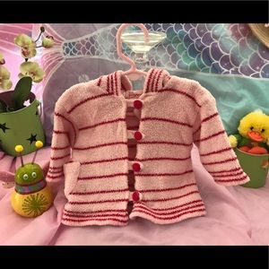 Like new very soft baby sweater with hoodie (6m)